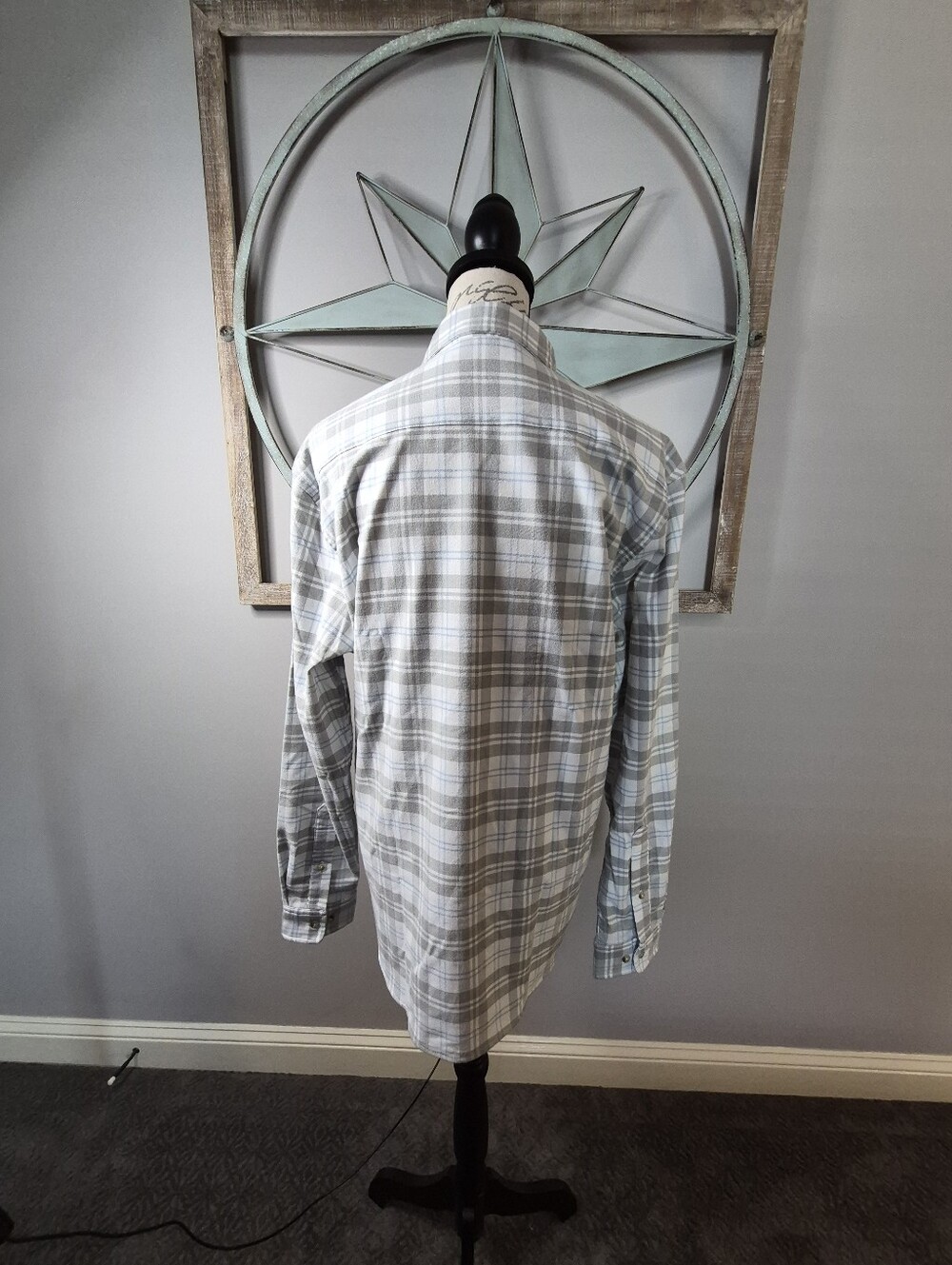 Poncho The Snowcat Slim Fit Performance Flannel Shirt White Plaid - M - Picture 11 of 13